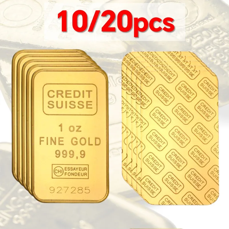 1 ~ 20 Stück Credit Suisse Goldbarren 1oz Goldbarren Eisen vergoldete Münzen mit verschiedenen Seriennummern Image