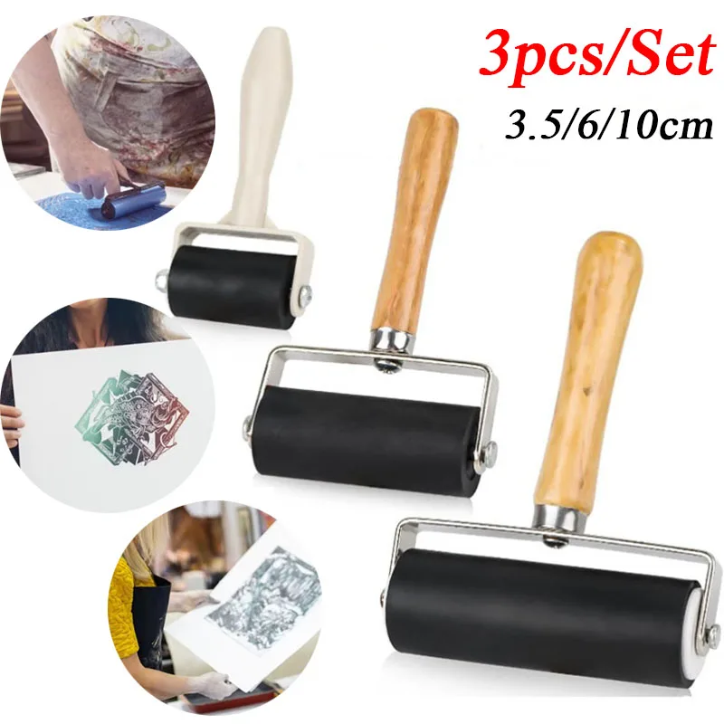 3 teile/satz 3,5/6/10 cm Professionelle Gummi Roller Druck Tinte Druck Werkzeug Malerei Roller Tinte Stanzen werkzeuge Kunst Handwerk Liefert Image