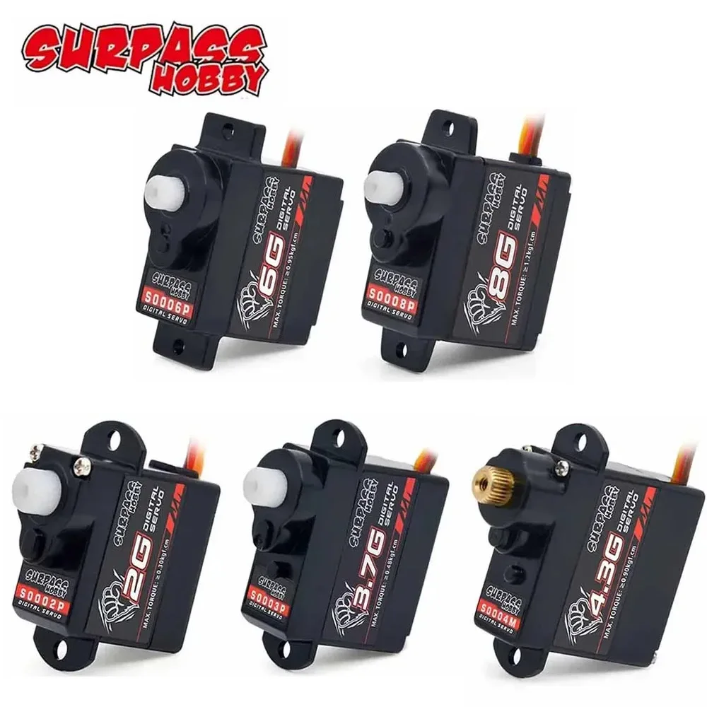 SURPASS HOBBY Micro Mini 2g 3.7g 4.3g 6g 8g Digital Servo Metal or Plastic Gear for Rc Fixed-wing Drone Airplane Car Robot