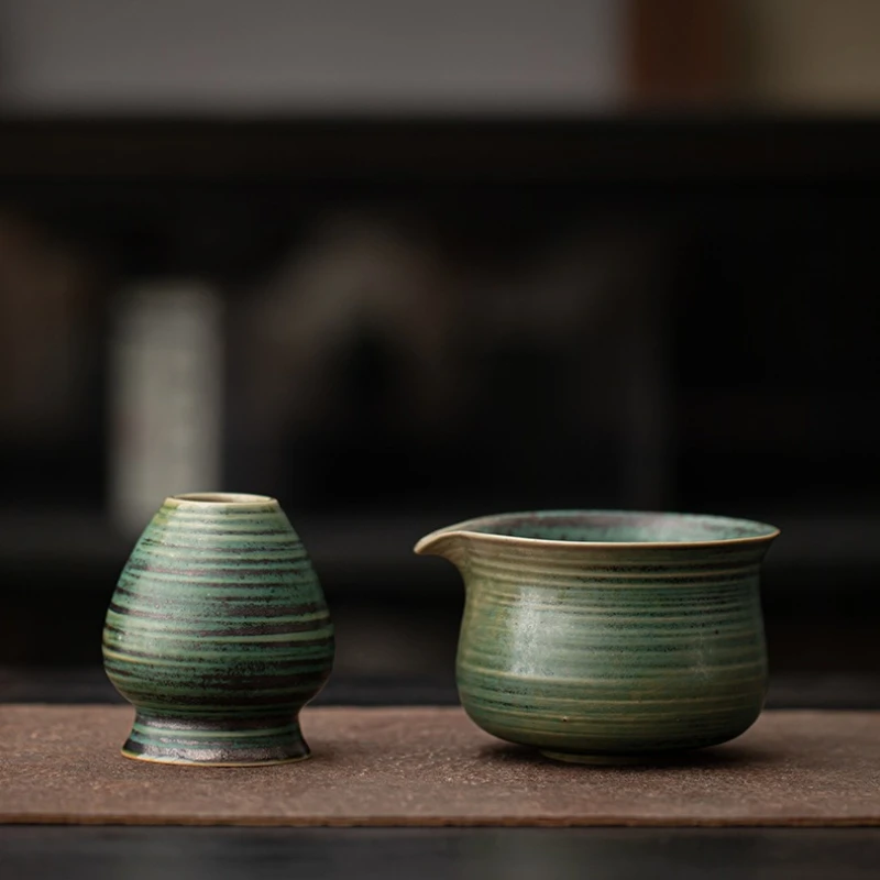 Japanisches Vintage-Teeschneide-Set, 2-teilig, matcha-Schüssel aus glasierter Keramik mit Chasen-Ständer, Nachbildung einer Song-Dynastie, Kaffee- und Tee-Werkzeuge Image