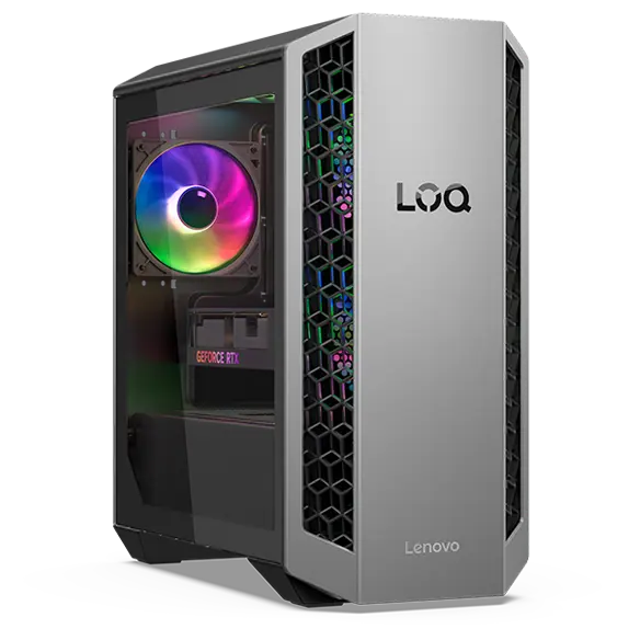 Lenovo LOQ Gaming Tower, Luna Grey (Front Bezel), Eclipse Black (Chassis) - Gaming Desktop | Gaming PC - Windows 11 Pro - AMD Ryzen™ 7 8745HX - 1TB SSD - 16GB RAM -