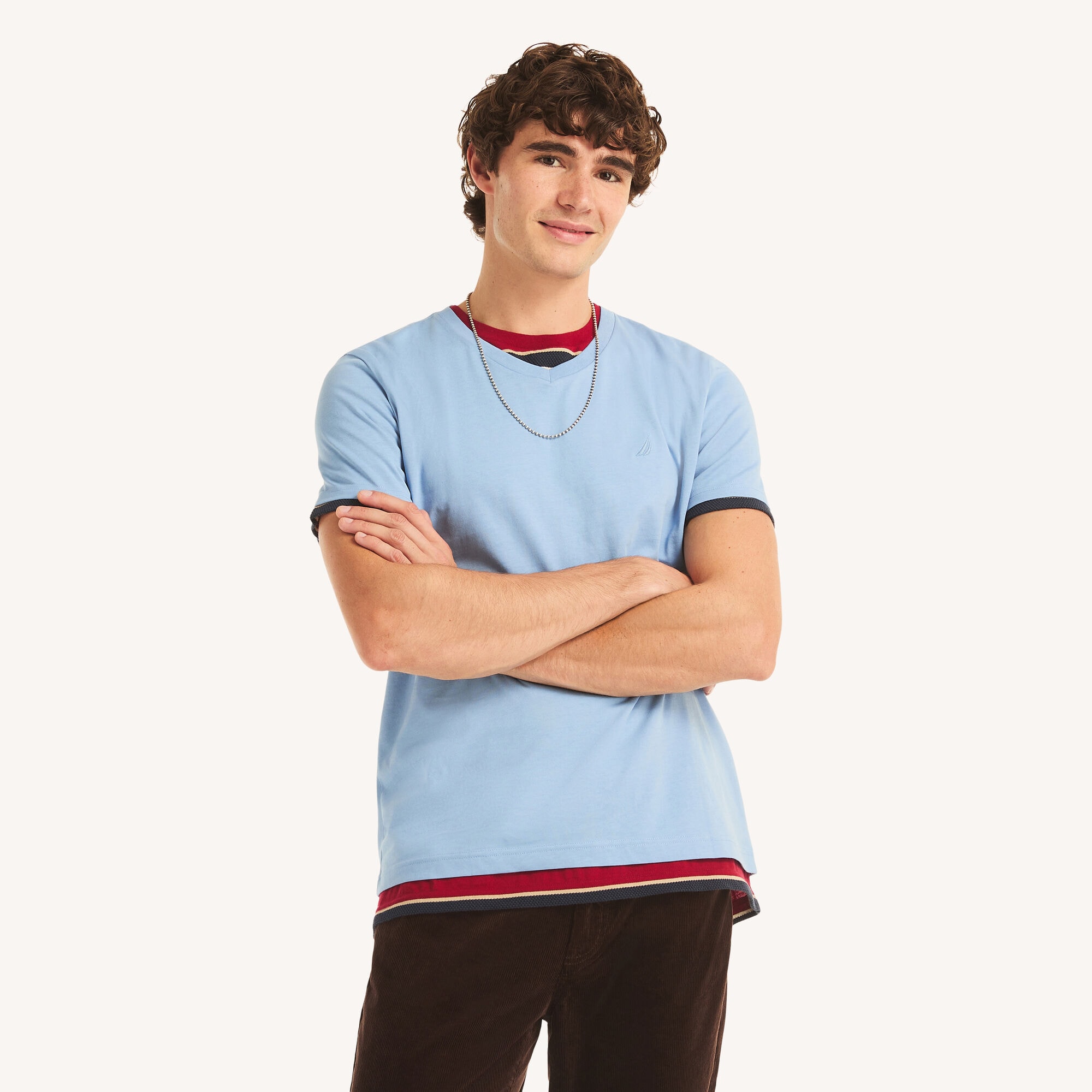 Nautica Men's V-Neck Deck T-Shirt 962 (Blue Dive), S