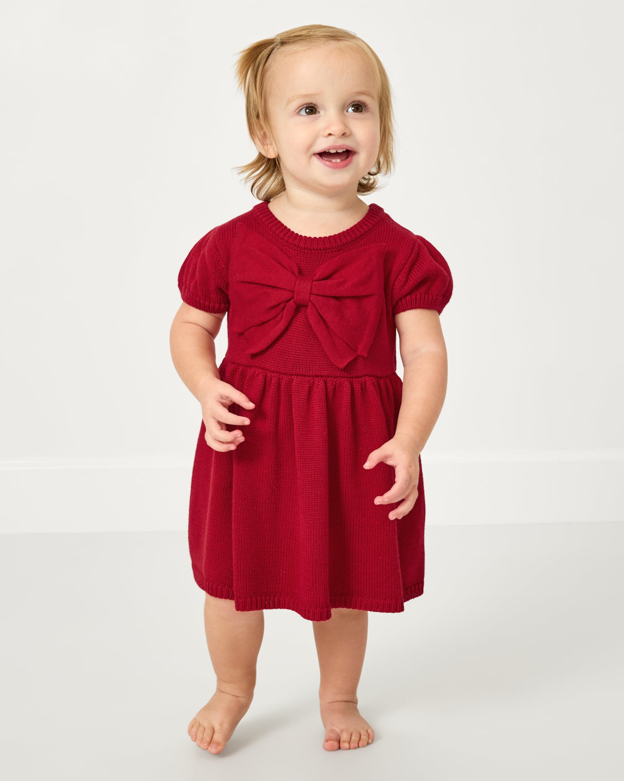 Holiday Red Bow Sweater Dress with Bloomer - 6-12 months