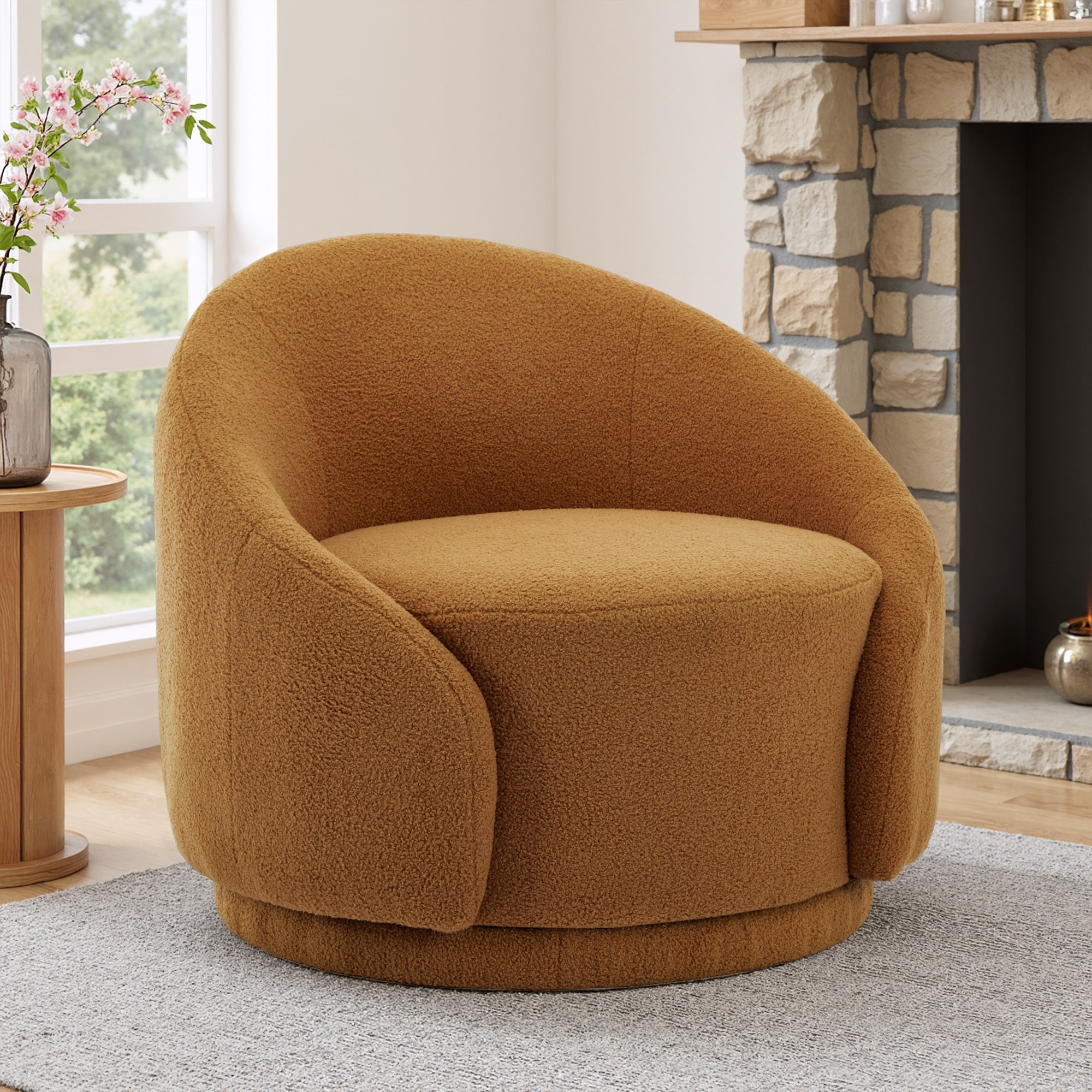 Modern Upholstered Swivel Barrel Chair Accent Lounge Chair