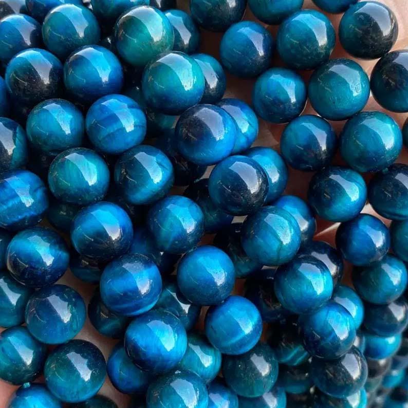 Perles en oeil de tigre bleu mystique très spéciales AAA, pierres précieuses 4 mm 6 mm 8 mm 10 mm 12 mm 14 mm, perles rondes lisses de haute qualité 1