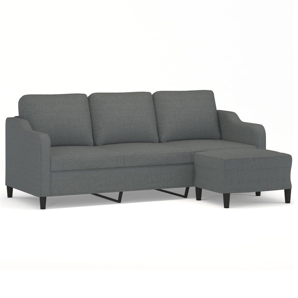 vidaXL 3-Sitzer-Sofa mit Hocker Dunkelgrau 180 cm Stoff Image