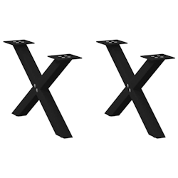 vidaXL Couchtischbeine X-Form 2 Stk. Schwarz 60x(30-31) cm Stahl Image