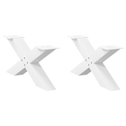 vidaXL Couchtischbeine X-Form 2 Stk. Weiß 70x(30-31) cm Stahl Image