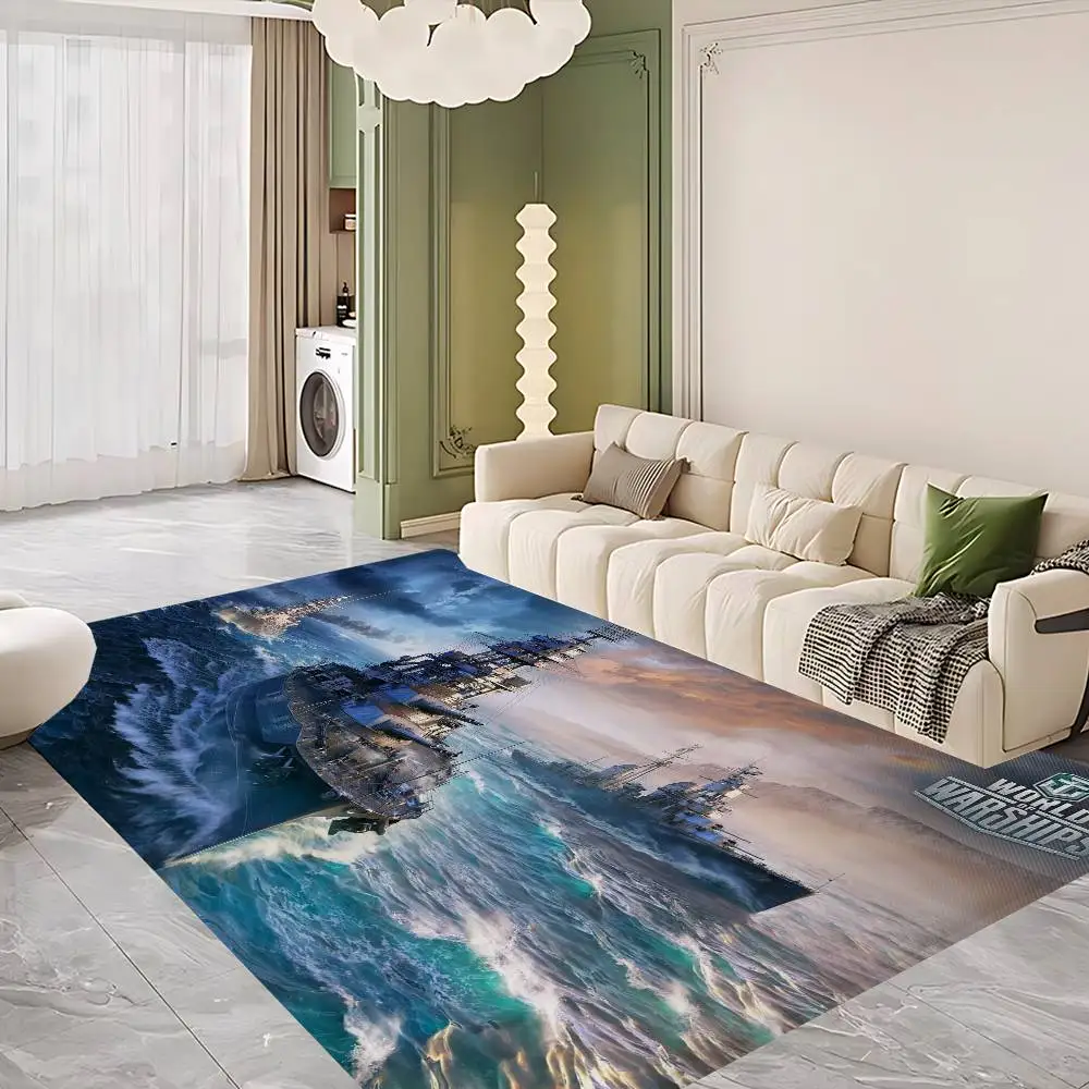 Warships Games World Of Warships Fußmatte, rutschfest, absorbiert Wasser, langes Streifenkissen, Schlafzimmermatte, Nachttischmatten Image