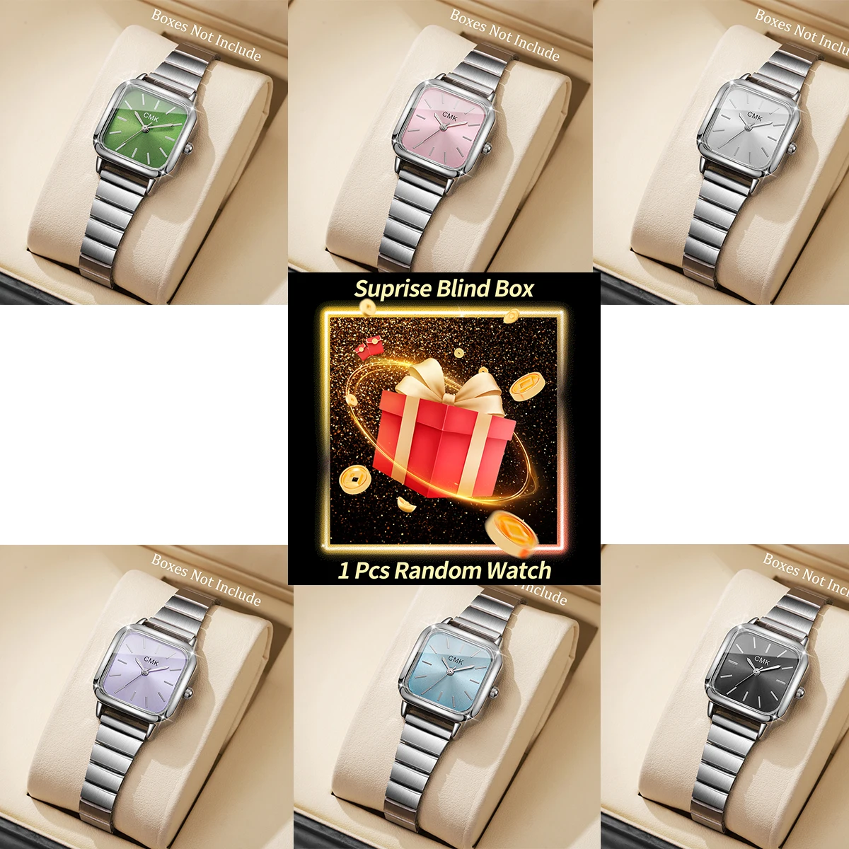 1PC Surprise Mystery Watch Blind Box-Luxus ultradünnes Armband Damen Quarz-Armbanduhr Fashion Square Uhren (ohne Box) Image