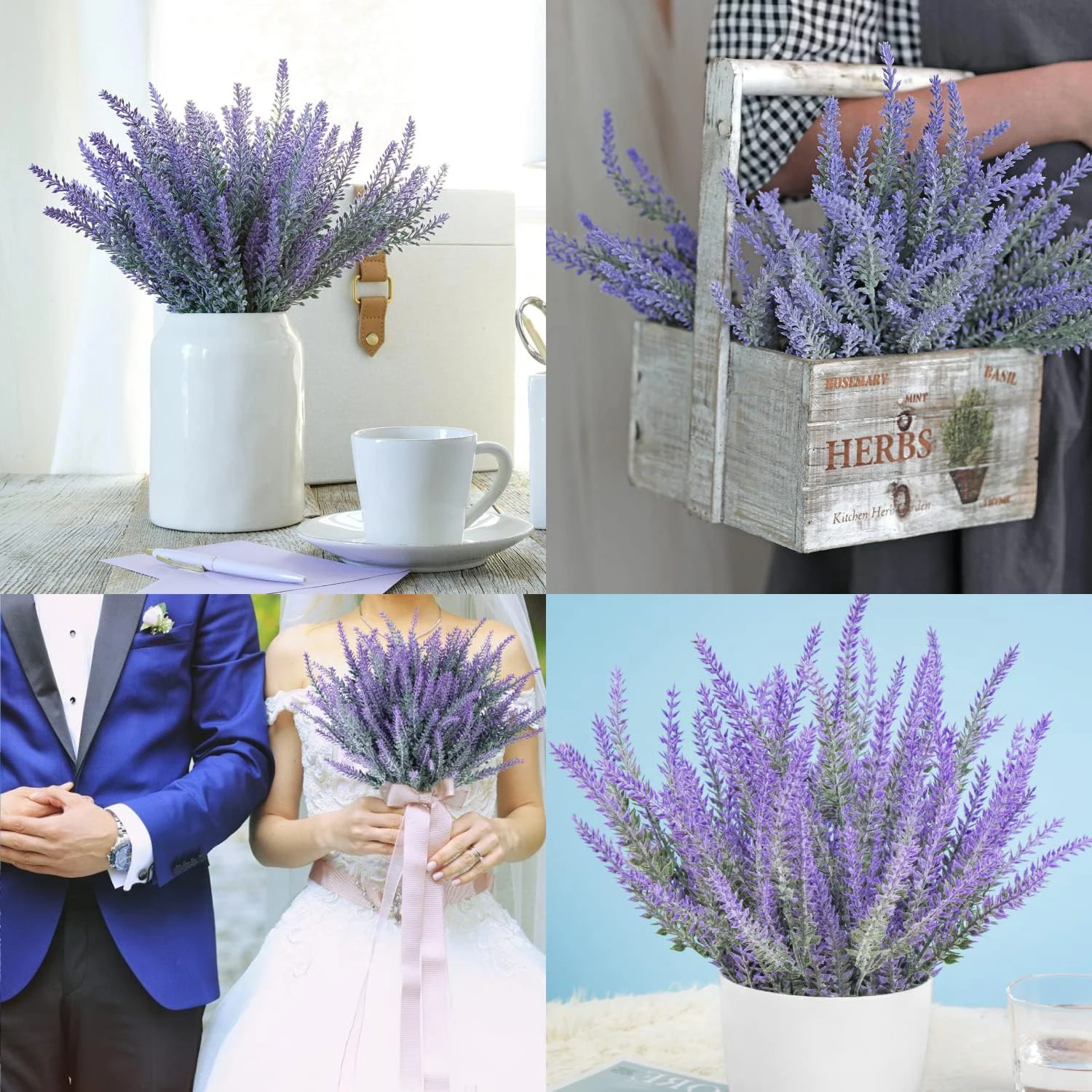1/3 stücke Künstliche Kunststoff Blumen Lavendel Mehrfarbige Vasen Hause Tisch Dekor Hochzeit Brautsträuße Haushalts Produkt Großhandel Image