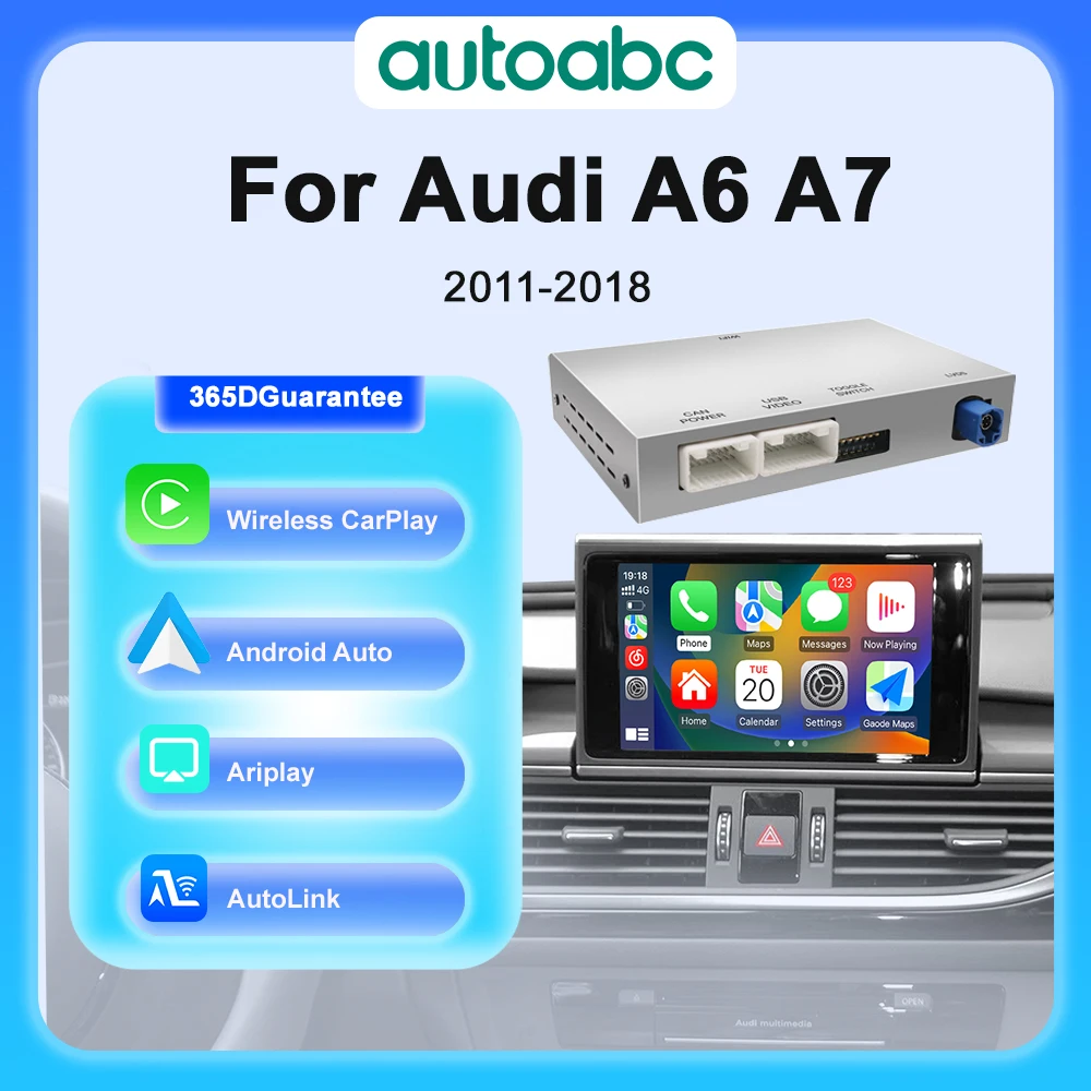 Für Audi A6 A7 2012-2018 Drahtlose CarPlay Android Auto Interface Adapter Box Spiegel Link Bluetooth GPS Navigation Image