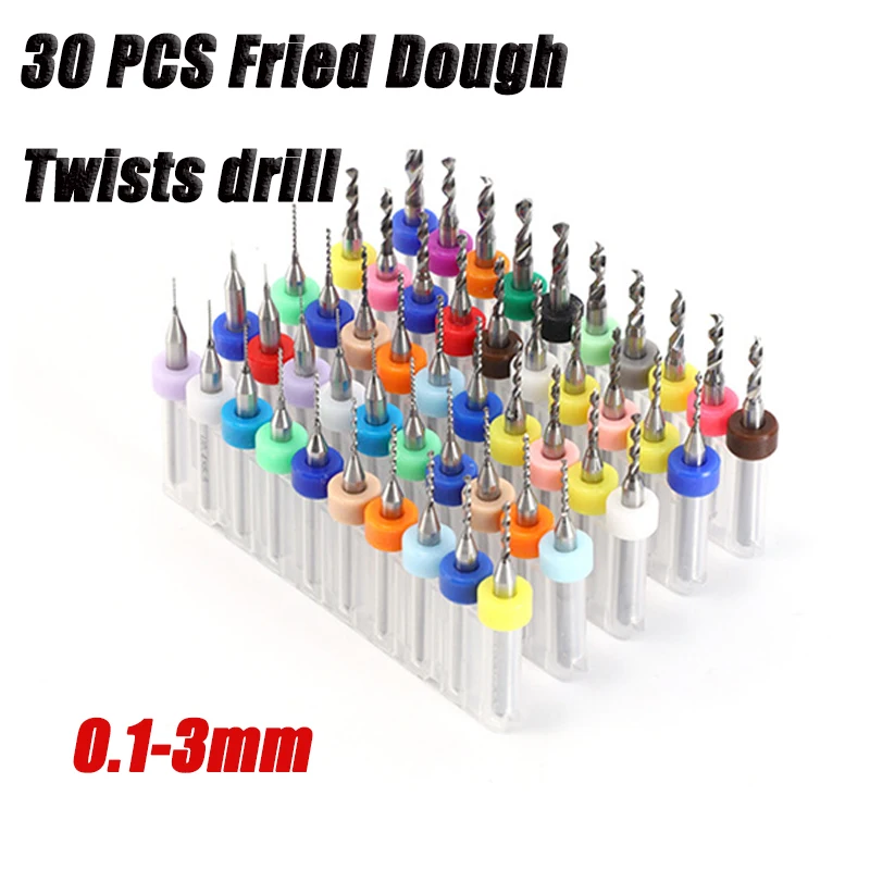 30 Stück gebratener Teig-Spiralbohrer, 0,1–2,4 mm, Präzisions-Mikrobohrer, geeignet für die Schmuckherstellung elektronischer Leiterplatten Image