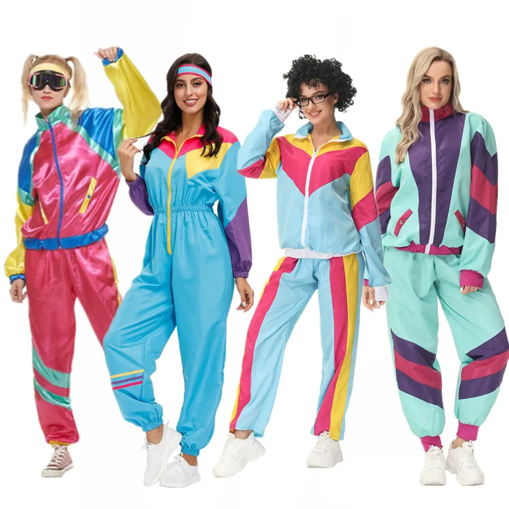 Rock Disco Hippies Cosplay Kostüm für Erwachsene Frauen Halloween Karneval Party 70er 80er Hippies Tanz Outfits Party Kostüm Image