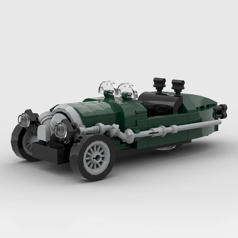MOC Bausteine Oldtimer ​ ​ 2021 Morgan 3-Rad-Modell DIY-Montage Baustein Spielzeug Kindergeburtstagsgeschenk Image