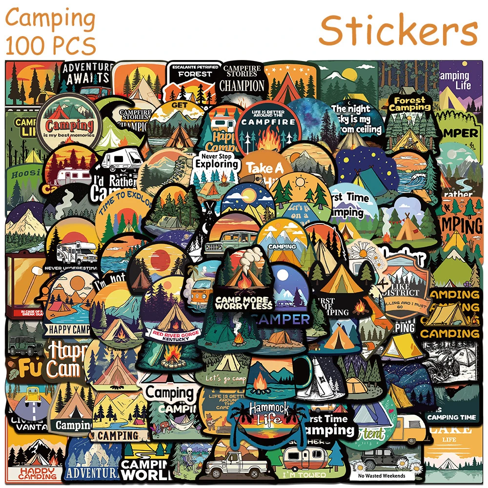 10/30/50/100 stücke Retro Outdoor Reise Camping Cartoon Aufkleber Wald Landschaft Aufkleber DIY Schreibwaren Koffer Laptop lustige Aufkleber Image