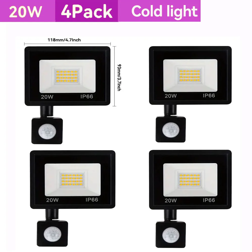 4PCS 20W PIR Flutlicht Außen Motion Sensor Flutlicht LED Flutlicht Scheinwerfer Garten Garage Hinterhof Motion Detektor