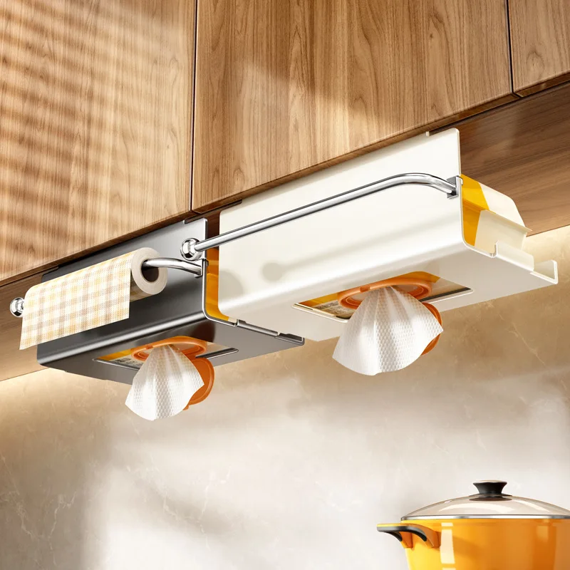 Verdickte Küchen-Aufbewahrungsbox für Feuchttücher aus Edelstahl, Taschentuchhalter, Hängeschrank, Taschentuchbox, Aufbewahrung, Stoff, Kunststofffolie,