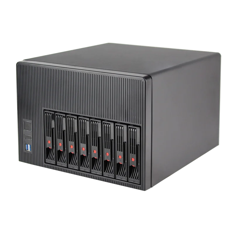 TOPLOONG Network Attached Storage 8-Bay NAS-Servergehäuse 3,5-Zoll-Festplatte Flex 1U Netzteil Micro-ATX Nas-Gehäuse