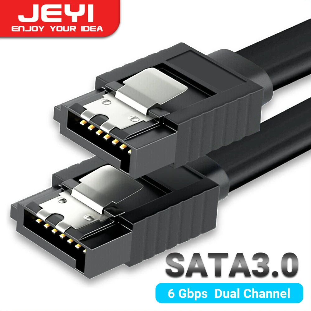 JEYI SATA-Kabel III, 6 Gbit/s, gerade gebogenes HDD-SDD-Datenkabel, 40 cm, mit Verriegelungsriegelung für SATA HDD SSD CD-Treiber, CD-Schreiber Image