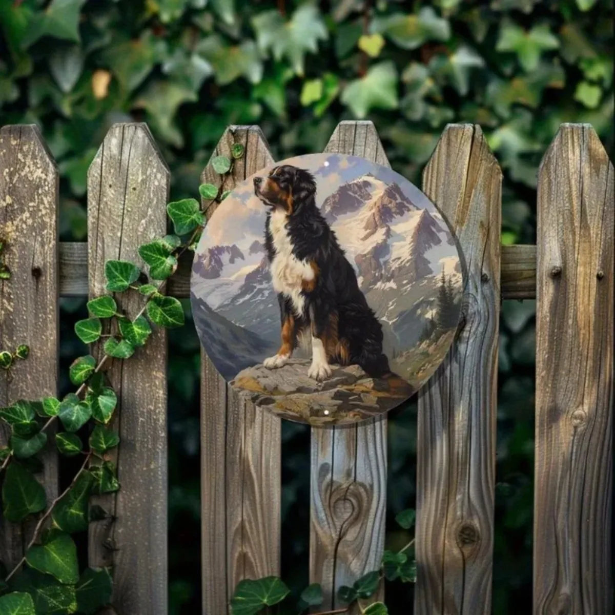 20,3 x 20,3 cm großes rundes Berner Sennenhundenschild – 2D Flat Majestic Mountain, Unabhängigkeitstag-Geschenk, Innen-/Außendekoration Image