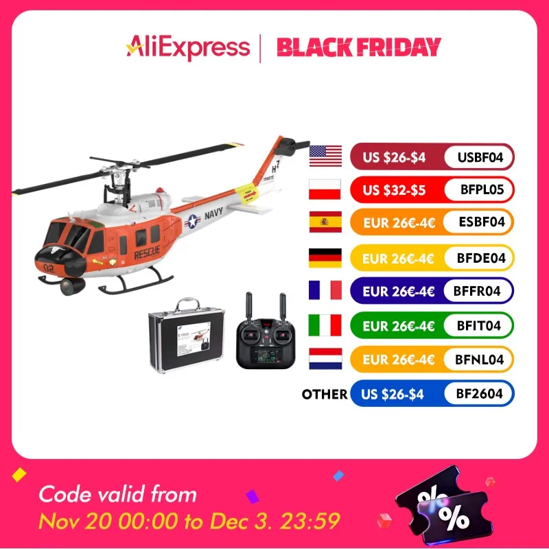 Eachine E190S UH-1 Huey 2,4G 9CH GPS Optische Fluss Lokalisierung TOF LiDAR Höhe Halten 5,8G FPV Kamera RC Hubschrauber RTF