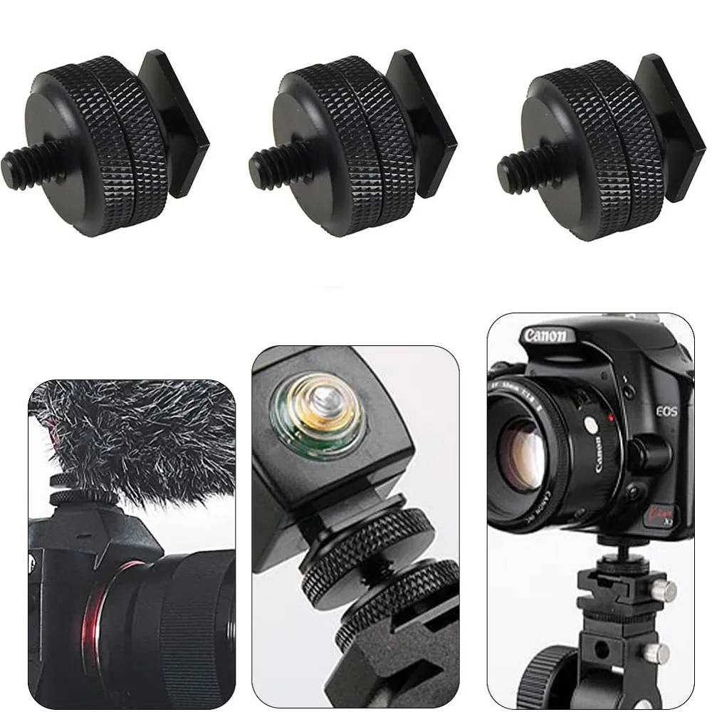 3PCS 1/4 Heißer Schuh Montieren Telefon Halter Dual Mutter Kalten Schuh Adapter Halterung Für Doppel-Schicht Kamera heißer Schuh Adapter Zubehör