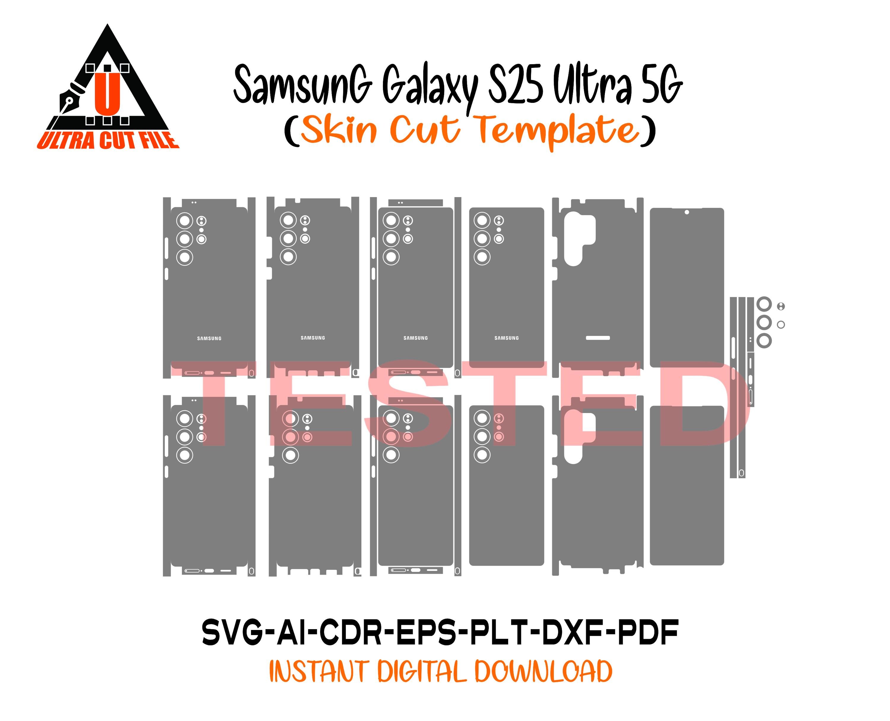 Modello skin vettoriale per Samsung Galaxy S25 Ultra 5G, layout skin, fustelle file svg skin Cricut Silhouette S24 Ultra 5G file di taglio skin.