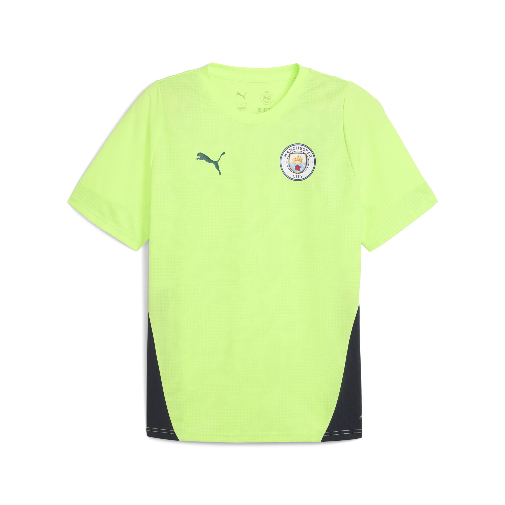 Trainingsshirt PUMA "Manchester City Trainingstrikot Herren", Herren, Gr. M, fizzy apple blau violet gelb, Obermaterial: 100% Polyester, slim fit, Rundhals, Shirts