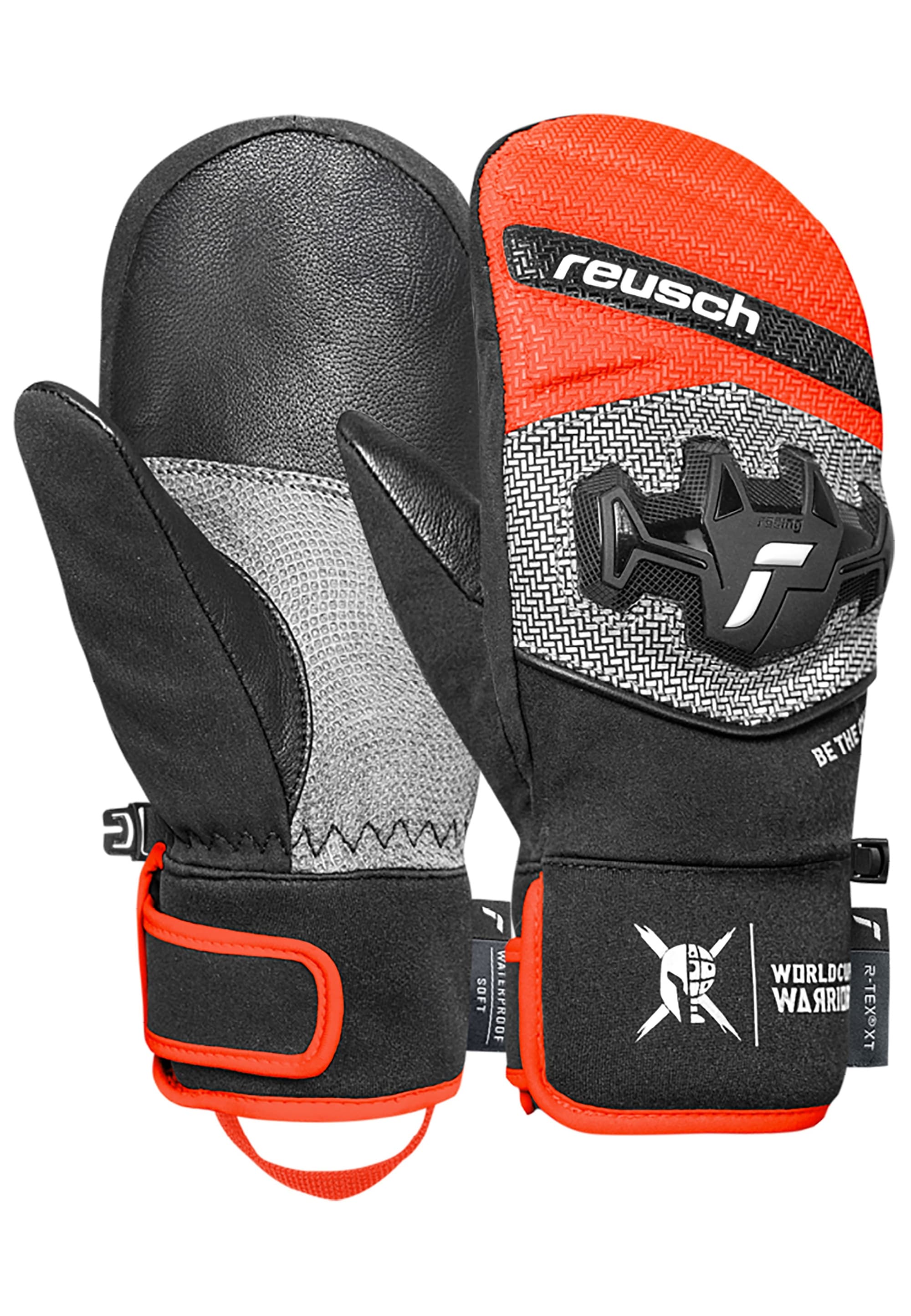 Fäustlinge REUSCH "Worldcup Warrior R-TEX XT Junior Mitten", Kinder, Gr. 6,5, schwarz, silberfarben, 88% Polyester, 10% Ziegenleder, 2% Polyurethan, mehrfarbig, Handschuhe, mit verstärktem Knöchelbereich Image