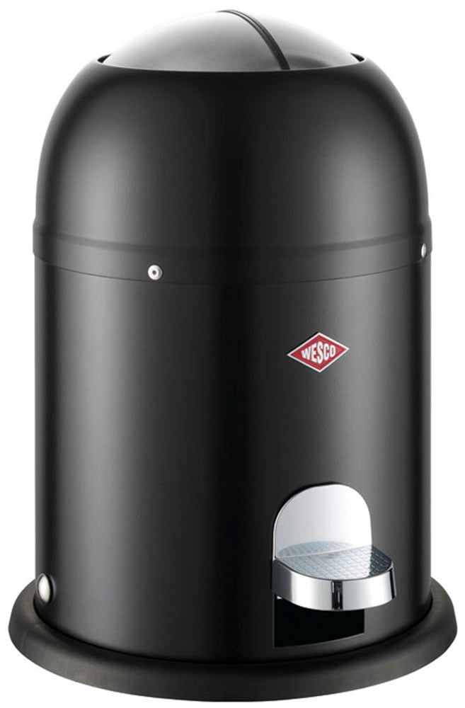 Kosmetikeimer WESCO "Mini Master", schwarz (mattschwarz), B:26,4cm H:36cm T:26,4cm, Stahlblech, Mülleimer, Kosmetikeimer, 6 Liter