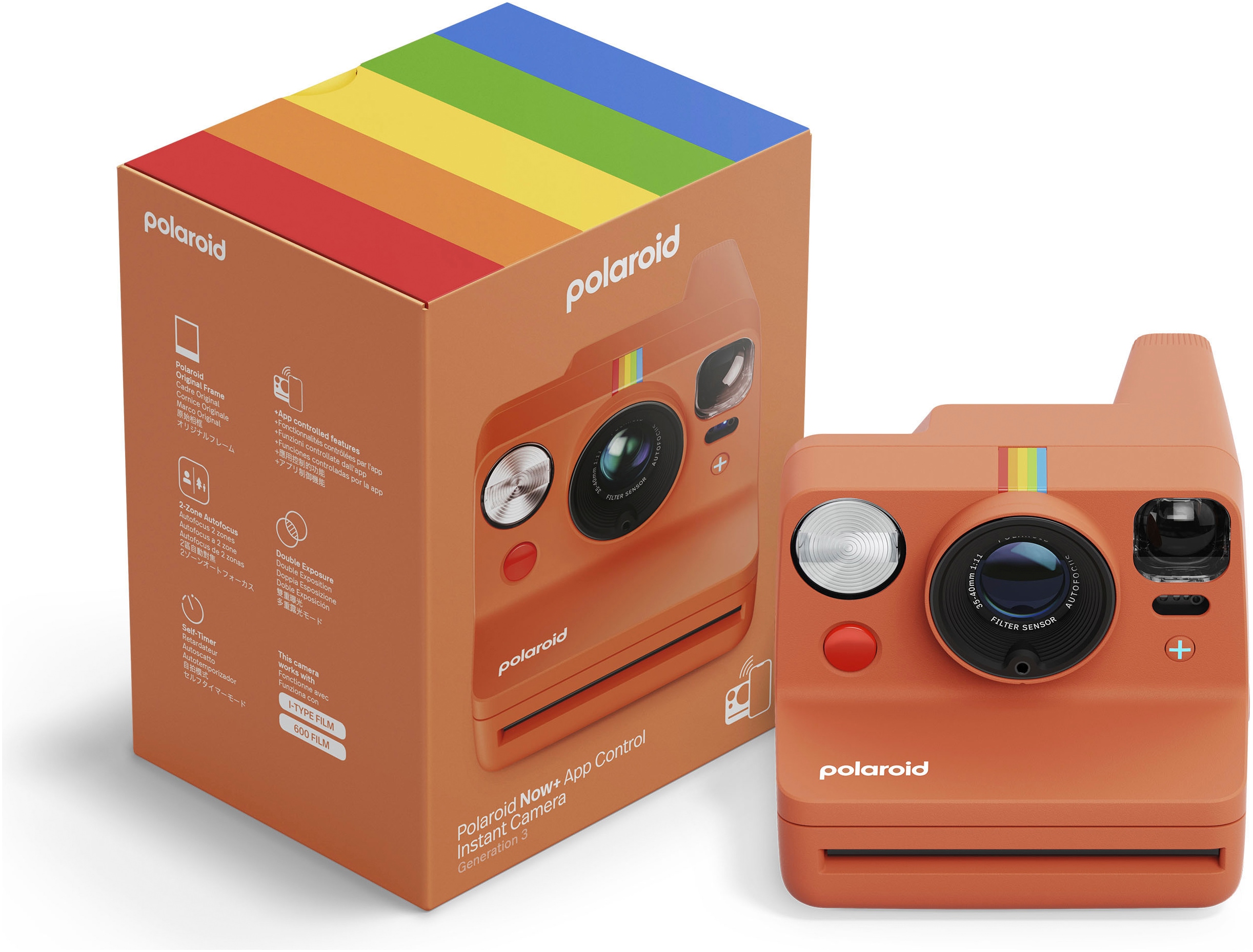 POLAROID Sofortbildkamera "Now+ Generation 3", orange (koralle), B:11,22cm H:9,6cm T:15,02cm, Fotokameras Image
