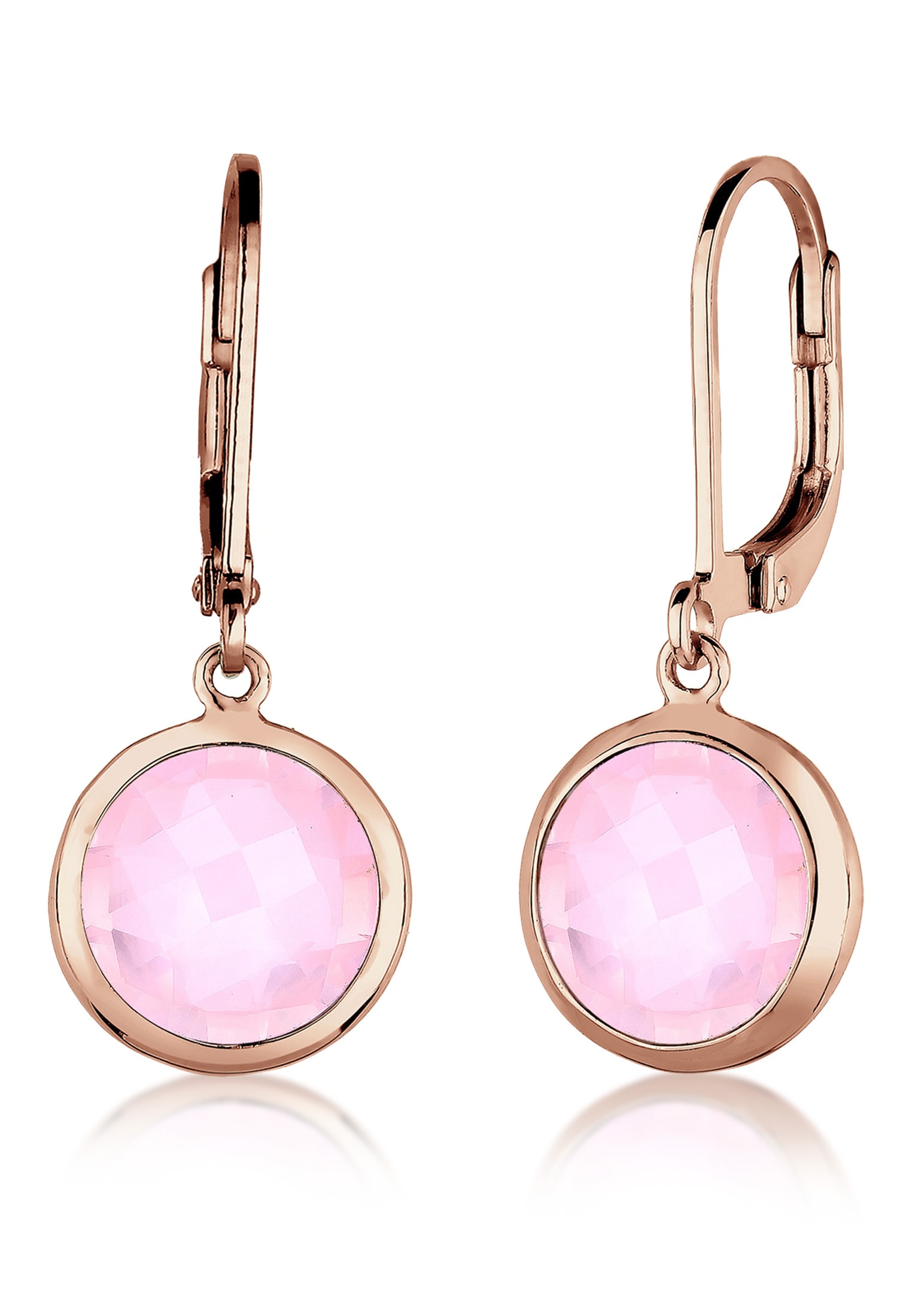 Paar Ohrhänger ELLI "Ohrhänger Quartz Rosé 925 Sterling Silber Rosegold", rosa (rosegold), Ohrringe, Damen, onesize,mit Steinen, Silber 925 (Sterlingsilber) Image