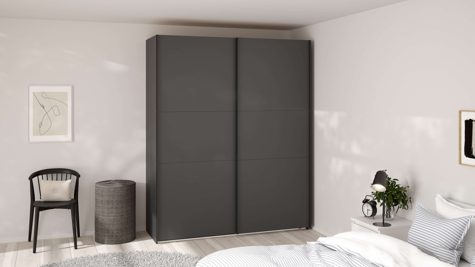 Schwebetürenschrank HOME AFFAIRE "Como, Kleiderschrank, Schlafzimmerschrank", grau matt, B:178,5cm H:221cm T:66,6cm, FSC-zertifizierter Holzwerkstoff, Schränke Image