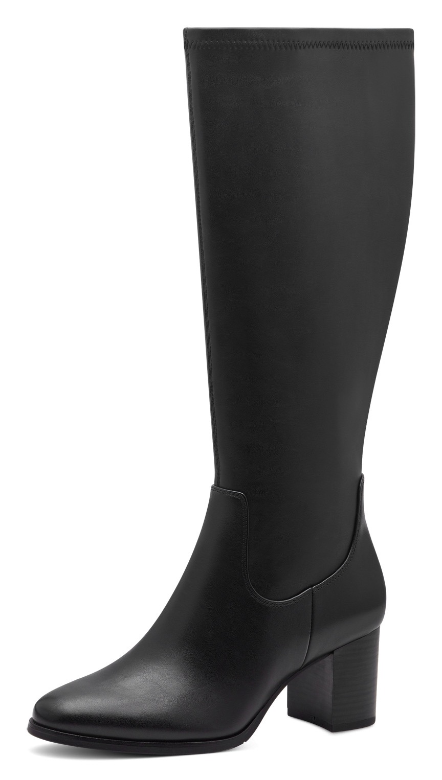 Stiefel MARCO TOZZI, Damen, Gr. 37, Normalschaft, schwarz, Lederimitat, unifarben, Schuhe Stiefel, klassischer Stiefel in Karreeform als Allrounder