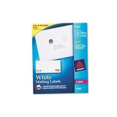 Avery White Shipping Labels for Laser Printers, 2" x 4", Box of 1000