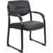 Boss Leather Sled Base Side Chair with Arms - B9519