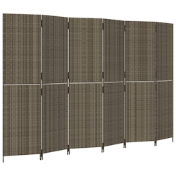 vidaXL Paravent 6-tlg. Grau Poly Rattan Image