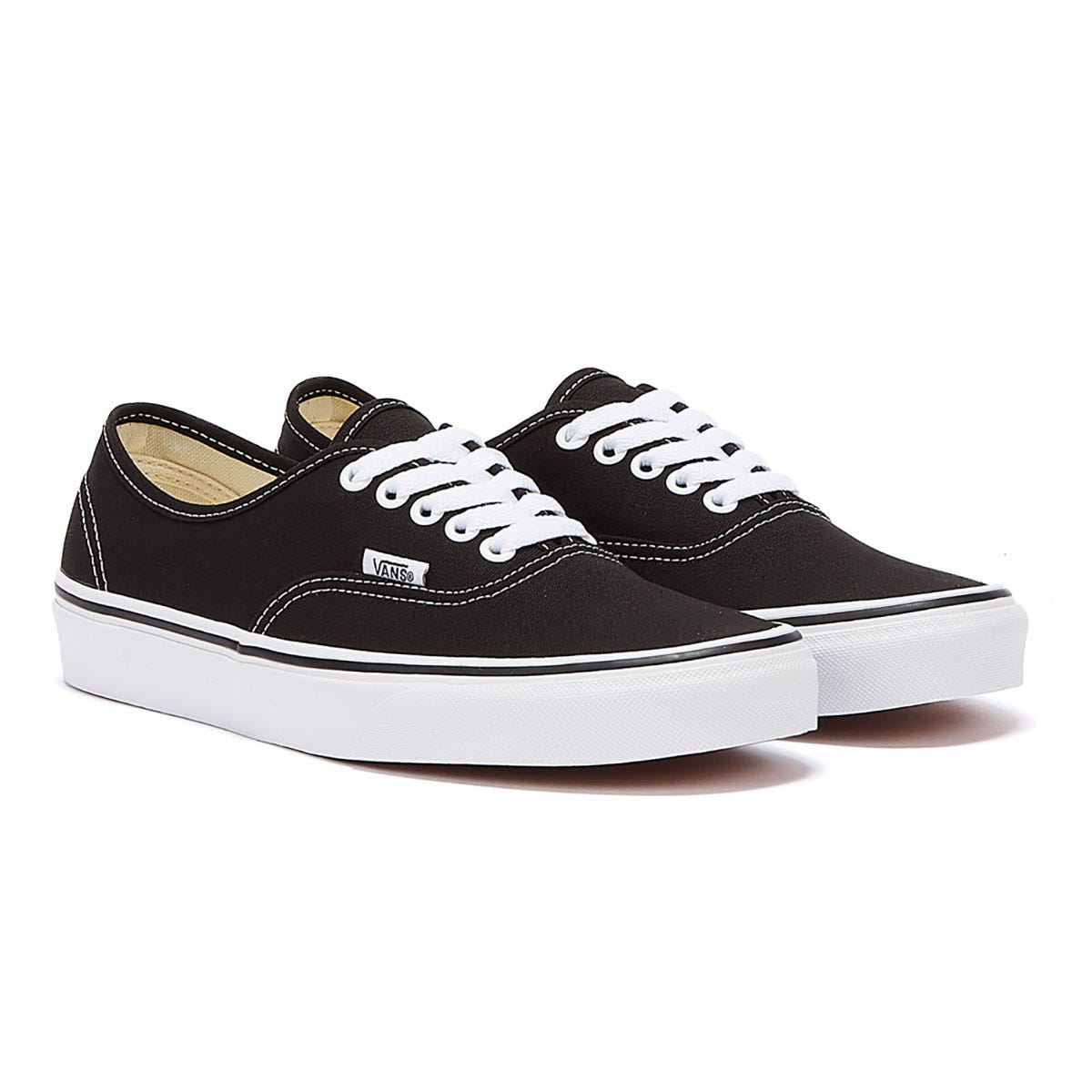 Vans Authentic Unisex Schwarz Weiß Canvas Vulcanised Skate Turnschuhe