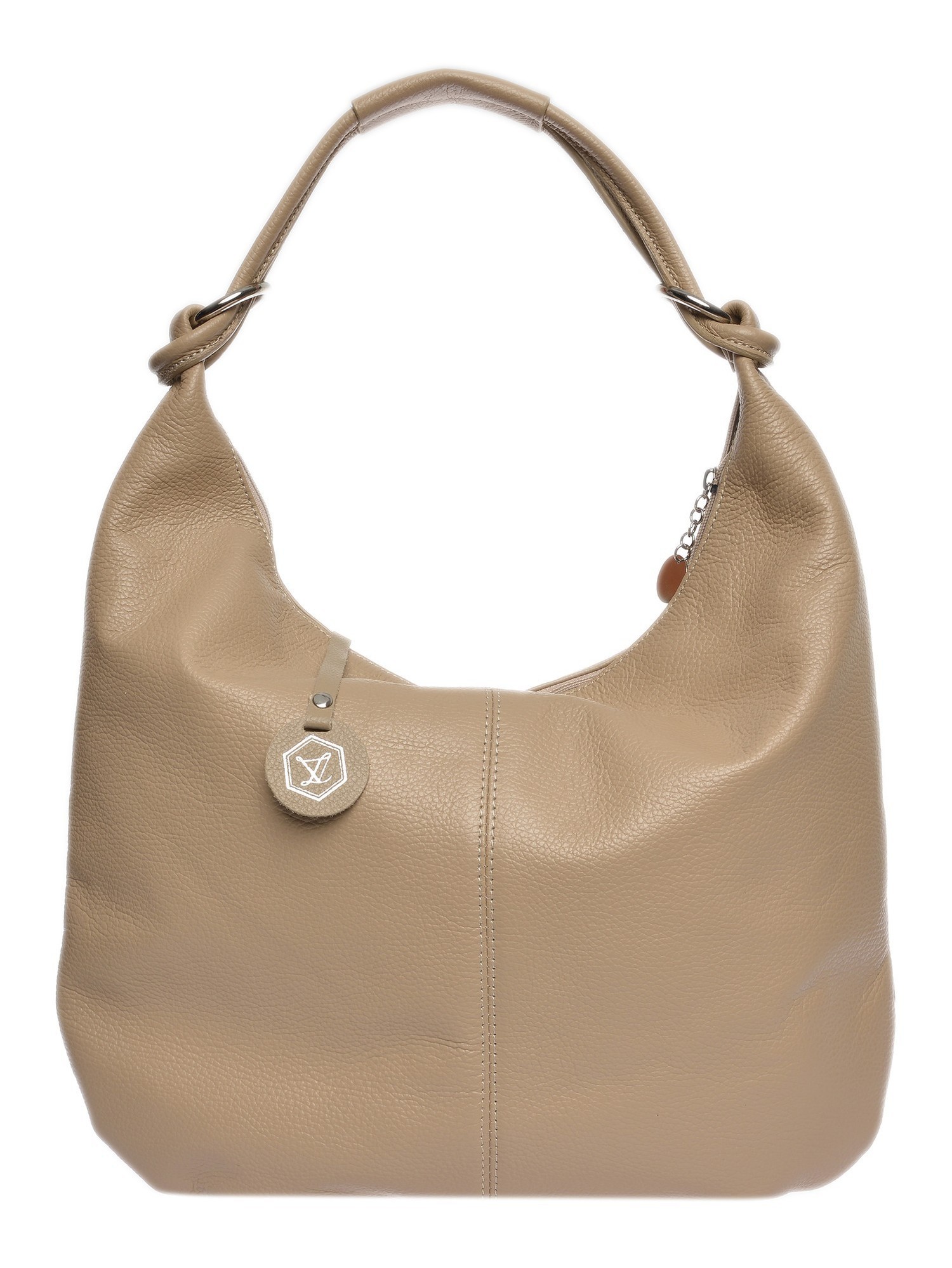 Luisa Vannini Beige Lederhandtasche Image