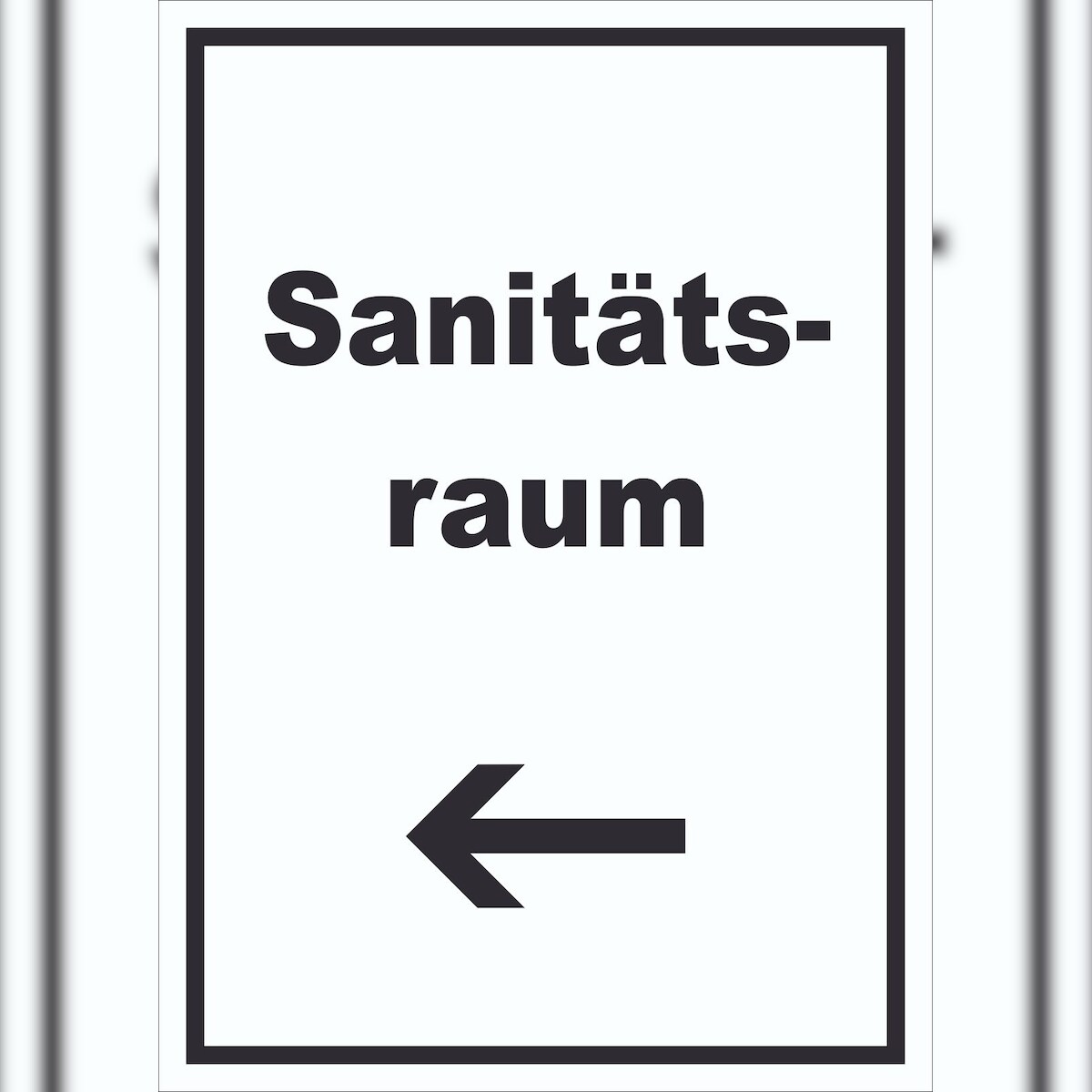 HB-Druck Sanitätsraum Schild mit Text und Richtungspfeil links Krankenzimmer hochkant A3 (297x420mm) Image
