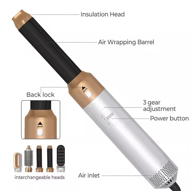 Professional Air Hair Styler 5 In 1 Hair Dryer Hair Curling Straightening Hair Drying 1000W Hot AirBrushes blow dryer with comb