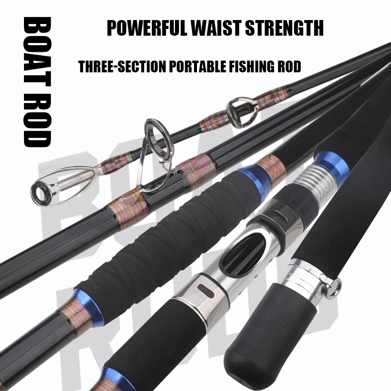 1,8 M 2,1 M 2,4 M Surf Salzwasser Schwere 3-teilige Carbon Angelrute Reise Spinnrute 30-50lb Boot Jigging Trolling Angelrute Image