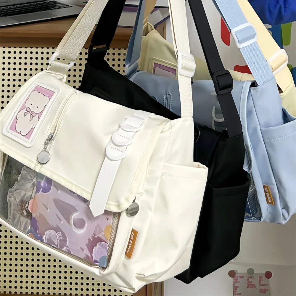 Japanische Harajuku-Schultaschen für Mädchen im Teenageralter, Neu 2025, transparente Ita-Tasche, Umhängetasche, DIY-Abzeichen, Display-Platte, Ita-Tasche Image