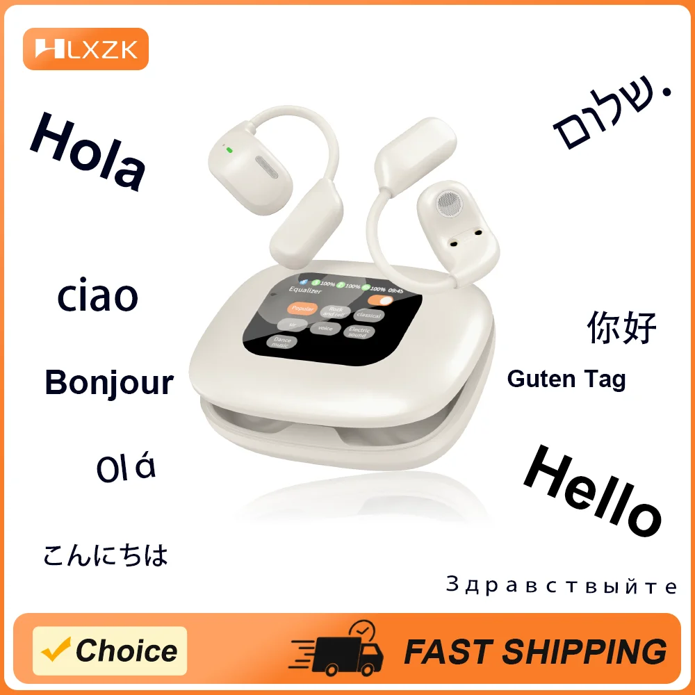 LED-Display-Ohrhörer, Sprache, Echtzeit-Übersetzer, kabellos, Bluetooth, Geräuschunterdrückung, tragbare Kopfhörer, OWS-Kopfhörer Image