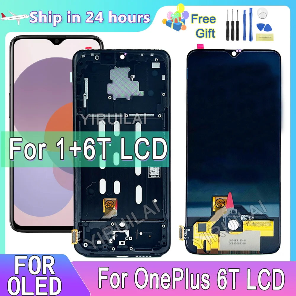 6.41 ''OLED Für OnePlus 6T LCD Display Touchscreen Digitizer Montage Für 1 + 6T A6010 A6013 LCD display Bildschirm Abteilung Image