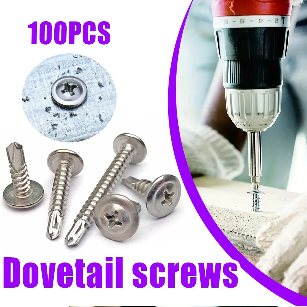 Selbstbohrende Schrauben für Trockenbau, Flachkopf, Kreuzschlitz, Senkkopf, selbstbohrende Schrauben mit Innensechskant, geeignet für Holzplatten Image