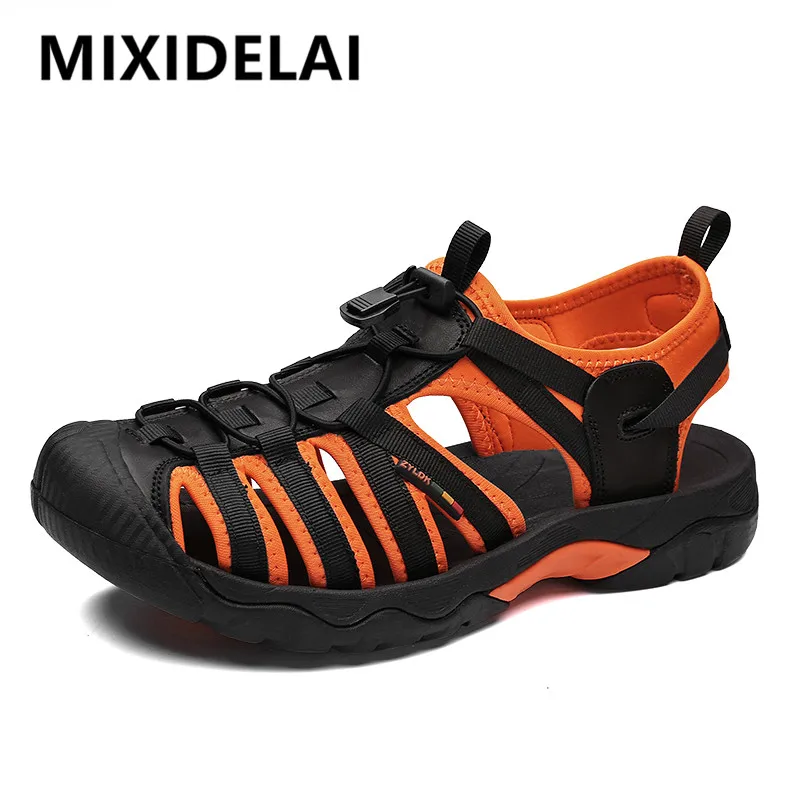 Neue Sommer Echtes Leder Männer Sandalen Mode-Design Atmungsaktive Casual Schuhe Männer Weichen Boden Outdoor Strand Sandalen Große Größe 48