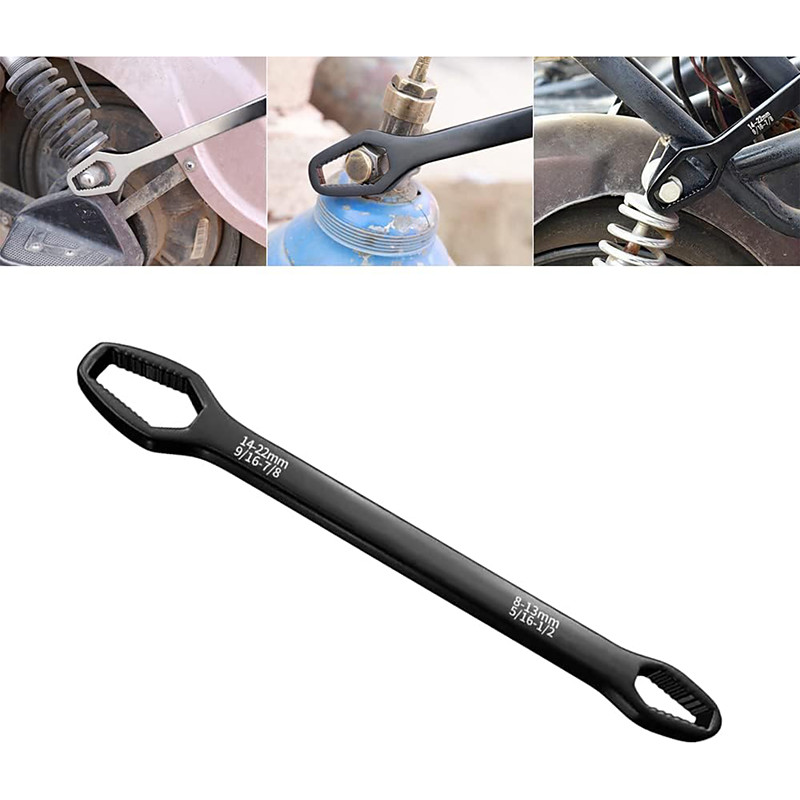 Universal Wrench Universal Adjustable Double-ended Wrench 8mm-22mm Self-Tightening lazy Wrench Repair Tools for Outdoor Riding Home Car Repair Tools Chrome Vanadium Steel