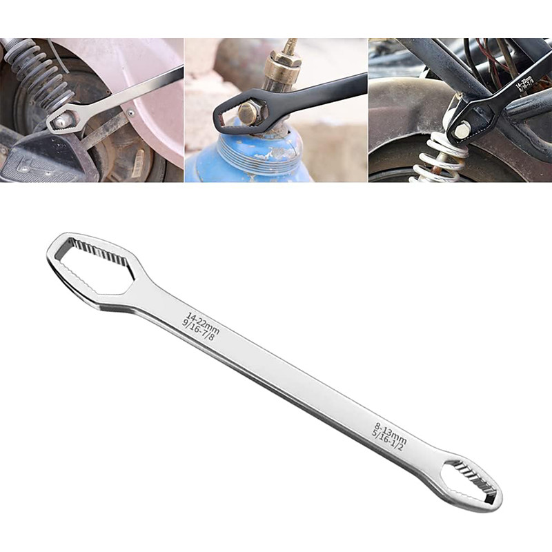 Universal Wrench Universal Adjustable Double-ended Wrench 8mm-22mm Self-Tightening lazy Wrench Repair Tools for Outdoor Riding Home Car Repair Tools Chrome Vanadium Steel